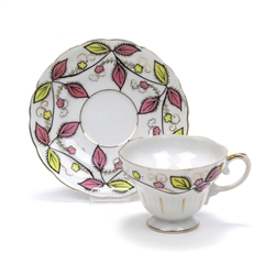 Cup & Saucer by AACO, China, Pink & Yellow Leaves
