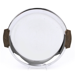 Round Tray by Kromex, Chrome, Plastic Handles