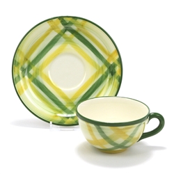 Gingham Green by Poppytrail, Metlox, China Cup & Saucer