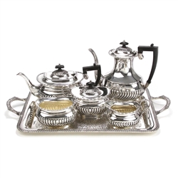 6-PC Tea & Coffee Service by English, Silverplate, Gadroon Edge