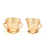 Louisa Iridescent by Jeannette, Glass Cream Pitcher & Sugar Bowl