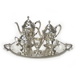 Rose Point by Wallace, Sterling 6-PC Tea & Coffee Service w/ Tray