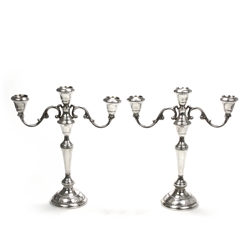 Rose Point by Wallace, Sterling Candelabrum Pair, 3-Branch