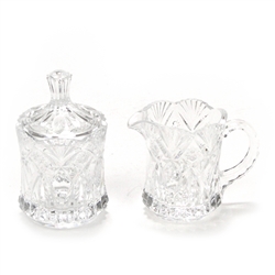 Cream Pitcher & Sugar Bowl, Glass, Fan & Star Design