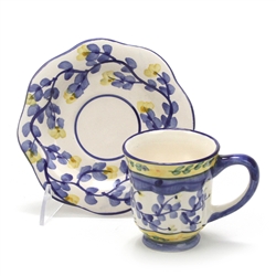 Cup & Saucer by Bloom-Rite, Ceramic, Blue & Gold