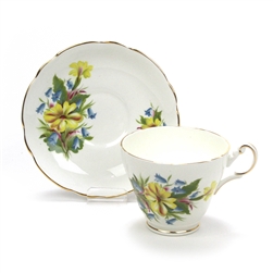 Cup & Saucer by Regency, China, Yellow & Blue Flowers