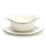 Sterling Cove by Noritake, China Gravy Boat, Attached Tray