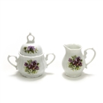 Cream & Sugar, China, Purple Pansies