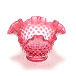 Hobnail Cranberry (Opalescent) by Fenton, Glass Bowl, Crimped