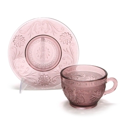 Sandwich Plum Amethyst by Tiara, Glass Cup & Saucer