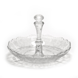 Rose Point by Cambridge, Glass Relish Dish, Three Part, Handle