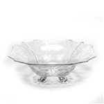 Rose Point by Cambridge, Glass Bowl, Ruffled, Four Toed