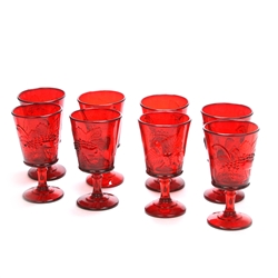 Strawberry and Currant Ruby by L. G. Wright, Glass Water Goblets, Set of 8