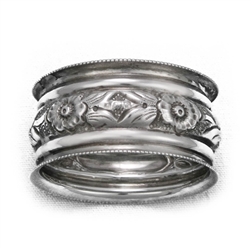 Napkin Ring, Silverplate, Floral & Bead Design