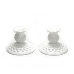 Hobnail Milk Glass by Fenton, Glass Candlestick Pair