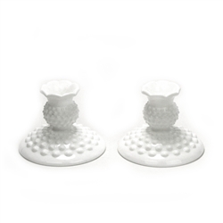Hobnail Milk Glass by Fenton, Glass Candlestick Pair