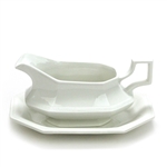 Heritage, White by Johnson Brothers, Ironstone Gravy Boat & Tray