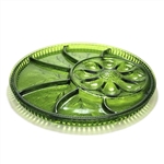 Pebble Leaf Green (Avocado) by Indiana, Glass Relish, Deviled Egg Plate