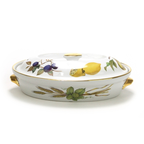 Evesham Gold on sale by ROYAL WORCESTER / 2.5 Qt Oval Covered Casserole / Classic Whiteware with Fruit and Nuts / Covered Casserole Dish / Tureen