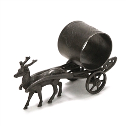 Napkin Ring, Figural, Silverplate, Elk, Wheeled