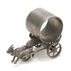 Napkin Ring, Figural, Silverplate, Two Goats, Wheeled