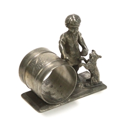 Napkin Ring, Figural, Silverplate, Girl & Dog