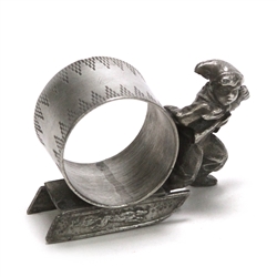 Napkin Ring, Silverplate, Skater & Sled