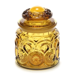 Moon & Stars Amber by Smith Glass Co., Glass Tea Canister