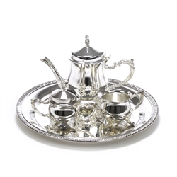 King George by International, Silverplate 4-PC Coffee Service, Small, w/ Tray, Miniature