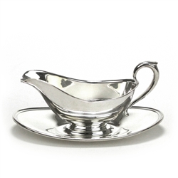 Colonial by Gorham, Silverplate Gravy Boat, Attached Tray