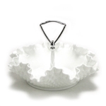 Hobnail Milk Glass by Fenton, Glass Bonbon Dish, Metal Handle