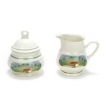 Country Cottage by Sango, Earthenware Cream Pitcher & Sugar Bowl