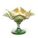 Wreath of Roses Green Carnival by Fenton, Glass Compote