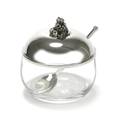Jam Jar & Spoon, Silverplate/Glass, Fruit Finial