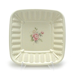 Tea Rose by Pfaltzgraff, Stoneware Open Candy Dish, Wicker Design