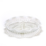 Hobnail French Opalescent by Fenton, Glass Candy Dish, Divided
