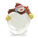 Plaid Christmas by Fitz & Floyd, Ceramic Canape Plate, Snowman