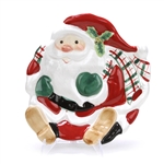 Plaid Christmas by Fitz & Floyd, Ceramic Canape Plate, Santa