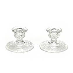 Rose Point by Cambridge, Glass Candlestick Pair
