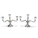 Candelabrum Pair, 3-Branch, Silverplate, Floral Design