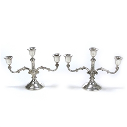 Candelabrum Pair, 3-Branch, Silverplate, Floral Design