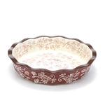 Floral Lace Red by Temp-Tations, Stoneware Quiche Plate