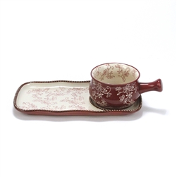 Floral Lace Red by Temp-Tations, Stoneware Snack Set
