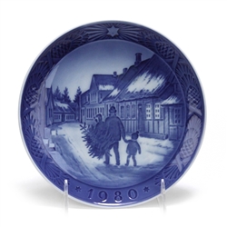 Christmas Plate by Royal Copenhagen, Porcelain Decorators Plate, Bringing Home the Christmas Tree