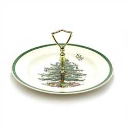 Christmas Tree by Spode, China Round Serving Plate w/ Handle