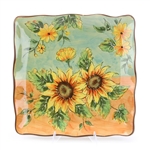 Terra Cotta Sunflower by China, Earthenware Square Dinner Plate