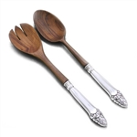 Sovereign, Old by Gorham, Sterling Salad Serving Spoon & Fork, Olive Wood