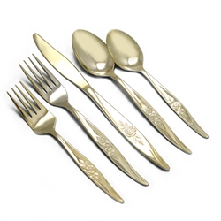 Avon Rose by Hanford Forge, Gold Electroplate 5-PC Setting