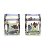 Poppies On Blue by Lenox, Glass Votive, Pair