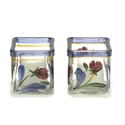 Poppies On Blue by Lenox, Glass Votive, Pair